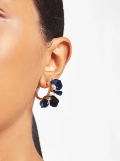 PARFOIS Pendientes De Aro Flor Azul Flash Sale