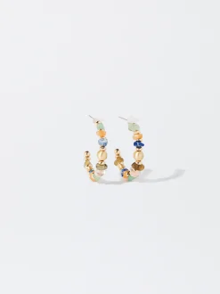 PARFOIS Pendientes De Aro Multicolor Con Piedras Multicor Sale