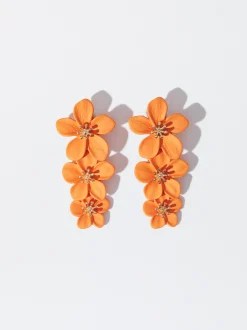 PARFOIS Pendientes De Clip Con Flor Naranja Outlet