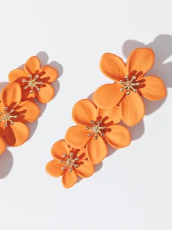 PARFOIS Pendientes De Clip Con Flor Naranja Outlet