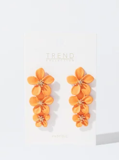 PARFOIS Pendientes De Clip Con Flor Naranja Outlet