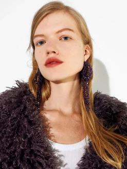 PARFOIS Pendientes De Lazo Violeta Clearance