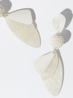 PARFOIS Pendientes De Resina Con Abalorios Blanco Fashion