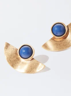 PARFOIS Pendientes Dorados Azul Flash Sale