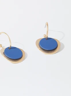 PARFOIS Pendientes Dorados Azul Flash Sale