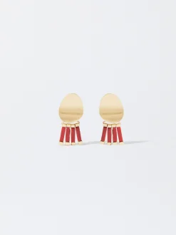 PARFOIS Pendientes Dorados Rojo Cheap