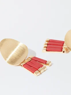 PARFOIS Pendientes Dorados Rojo Cheap