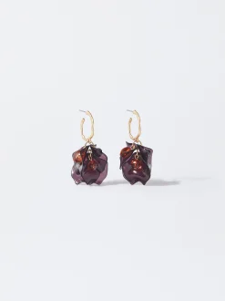 PARFOIS Pendientes Dorados Com Flor Multicor New