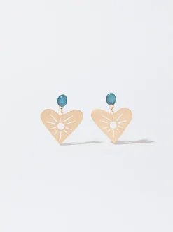PARFOIS Pendientes Dorados Con Corazón Verde Shop
