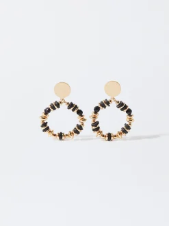 PARFOIS Pendientes Dorados Con Cristales Negro Store