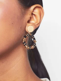 PARFOIS Pendientes Dorados Con Cristales Negro Store