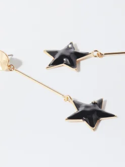PARFOIS Pendientes Dorados Con Estrella Negro Clearance