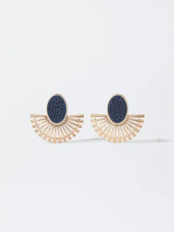 PARFOIS Pendientes Dorados Con Mix De Cristal Azul Shop
