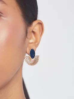 PARFOIS Pendientes Dorados Con Mix De Cristal Azul Shop