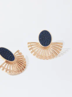 PARFOIS Pendientes Dorados Con Mix De Cristal Azul Shop