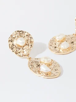 PARFOIS Pendientes Dorados Con Perlas Blanco Cheap