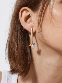 PARFOIS Pendientes Dorados Con Perlas Multicor Cheap