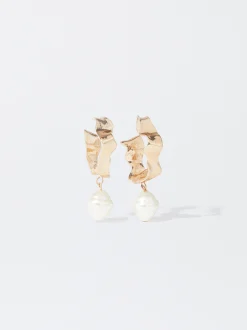 PARFOIS Pendientes Dorados Con Perlas Blanco Hot