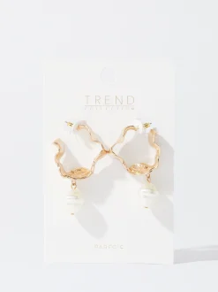 PARFOIS Pendientes Dorados Con Perlas Blanco Hot
