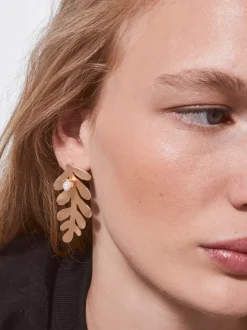 PARFOIS Pendientes Dorados Con Perla De Agua Dulce Blanco Store
