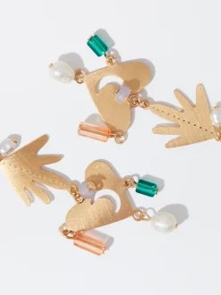 PARFOIS Pendientes Dorados Con Perla Multicor Shop