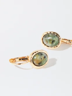 PARFOIS Pendientes Dorados Con Piedra Verde Cheap