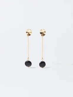 PARFOIS Pendientes Dorados Con Piedra Negro Clearance