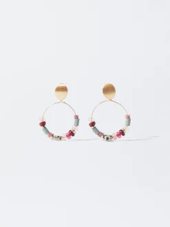 PARFOIS Pendientes Dorados Con Piedra Multicor Store