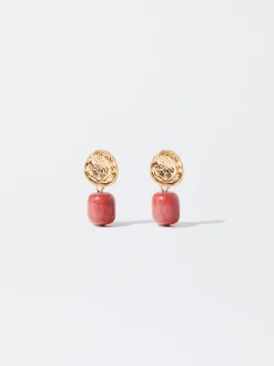 PARFOIS Pendientes Dorados Con Piedras Rojo Discount