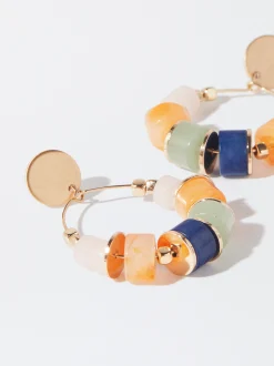 PARFOIS Pendientes Dorados Con Resina Multicor Flash Sale