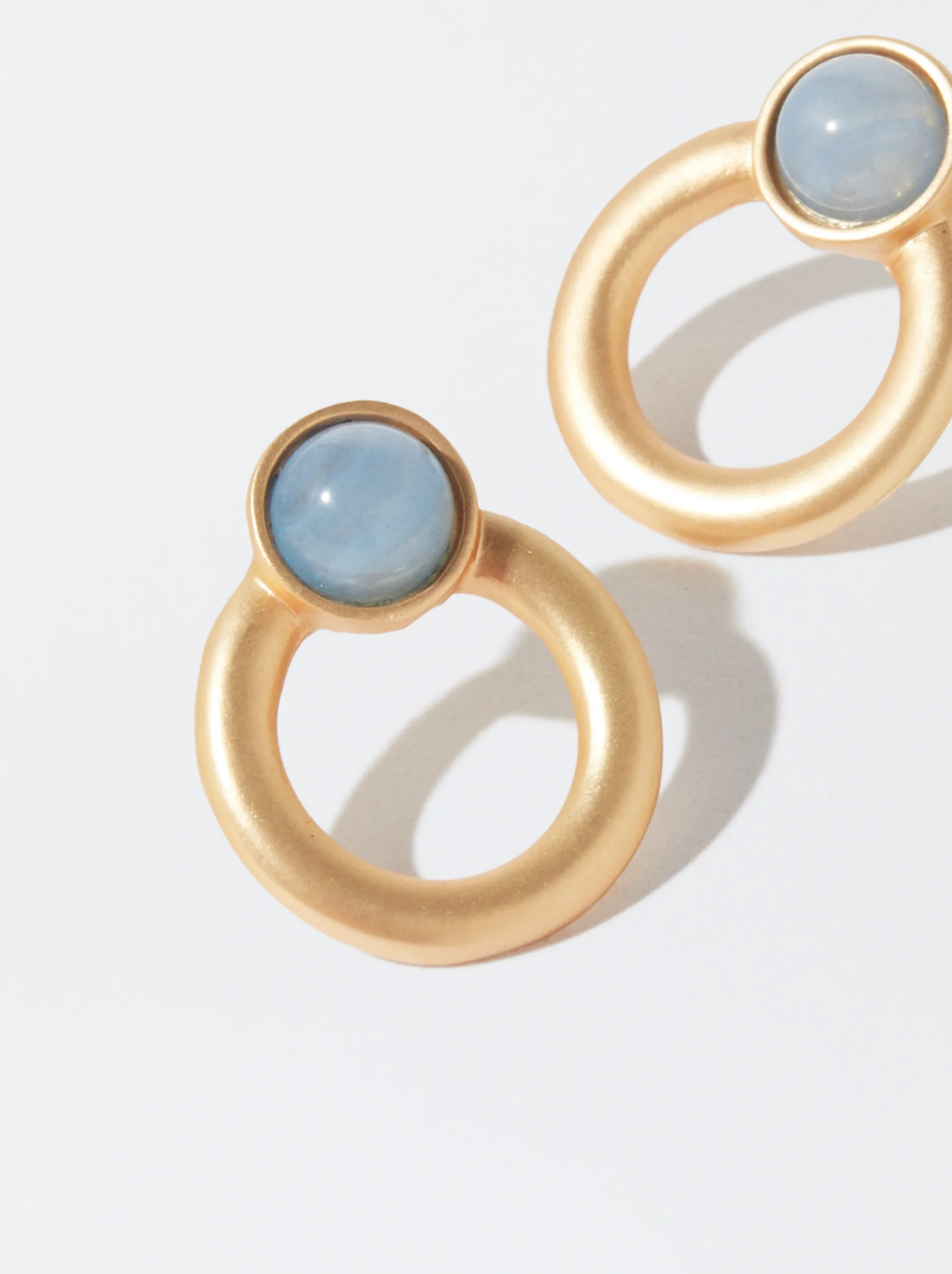 PARFOIS Pendientes Dorados Con Resina Azul Flash Sale