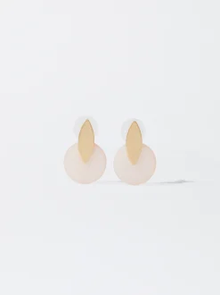 PARFOIS Pendientes Dorados Con Resina Rosa Store