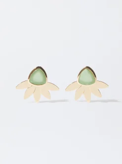 PARFOIS Pendientes Dorados Con Resina Azul Cheap