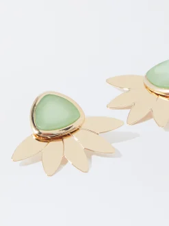 PARFOIS Pendientes Dorados Con Resina Azul Cheap