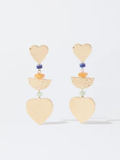 PARFOIS Pendientes Dorados Coraz&oacute;n Multicor Outlet