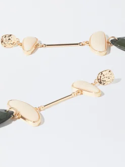 PARFOIS Pendientes Dorados Largos Con Cristales Multicor New