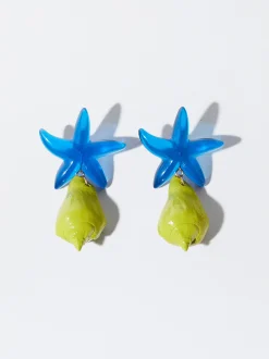 PARFOIS Pendientes Estrella Con Resina Amarillo Best Sale