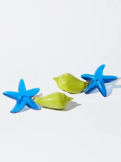 PARFOIS Pendientes Estrella Con Resina Amarillo Best Sale