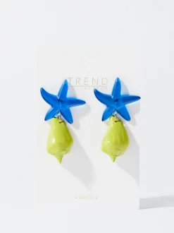 PARFOIS Pendientes Estrella Con Resina Amarillo Best Sale