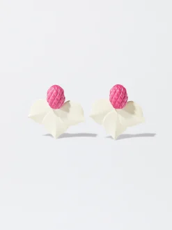 PARFOIS Pendientes Flor Fucsia Fashion