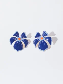 PARFOIS Pendientes Flor Azul Marino Best Sale