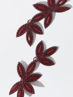PARFOIS Pendientes Flor Burdeos Fashion