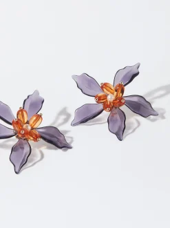 PARFOIS Pendientes Flor Violeta Fashion