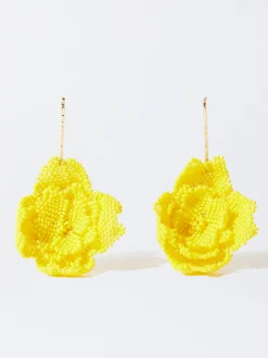PARFOIS Pendientes Flor Con Abalorios Amarillo Sale