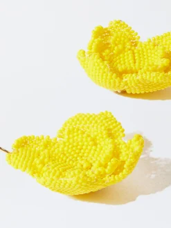 PARFOIS Pendientes Flor Con Abalorios Amarillo Sale