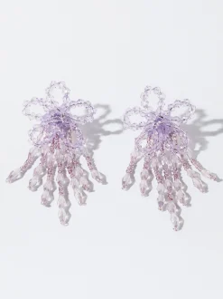 PARFOIS Pendientes Flor Con Abalorios Violeta Outlet