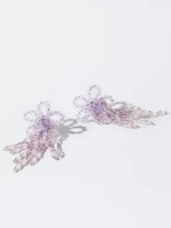 PARFOIS Pendientes Flor Con Abalorios Violeta Outlet