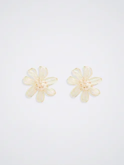 PARFOIS Pendientes Flor Con Abalorios Dorado Fashion