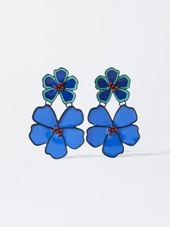 PARFOIS Pendientes Flor Con Resina Multicor Best Sale