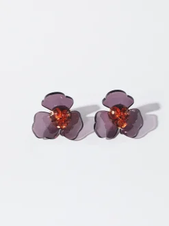PARFOIS Pendientes Flor Con Resina Violeta Best Sale